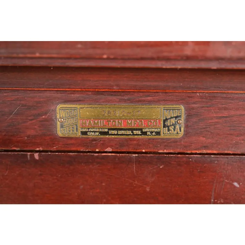 Antique Arts & Crafts Mahogany 20-Drawer Architect's Blueprint Flat File Cabinet by Hamilton, Circa 1900 - Image 10