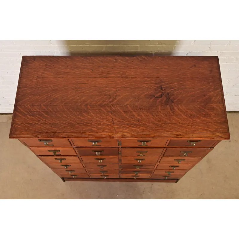 Antique Mission Oak Arts & Crafts 24-Drawer Card Catalog or File Cabinet, Circa 1900 - Image 10