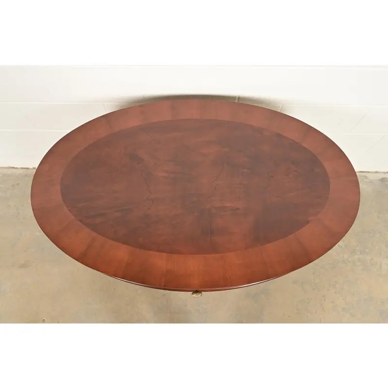 Baker Furniture French Empire Carved Cherry and Burl Wood Library Table or Center Table, Newly Refinished - Image 10
