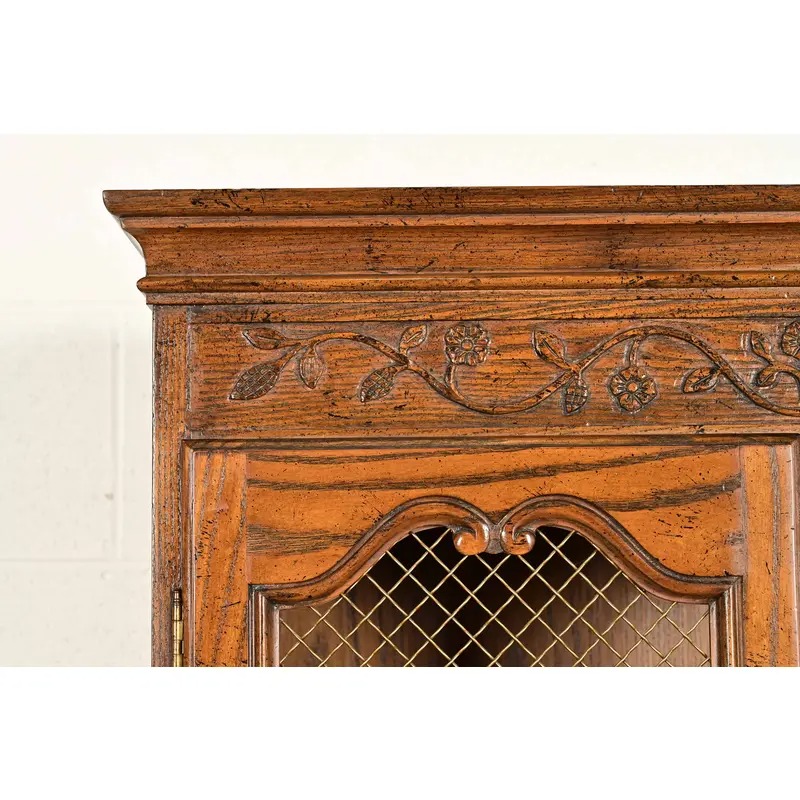 Baker Furniture French Provincial Louis XV Carved Oak Secretary Desk With Bookcase Hutch, Circa 1960s - Image 10