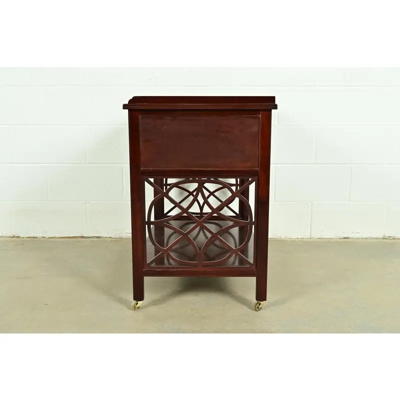 Baker Furniture Historic Charleston Chippendale Carved Mahogany Rolling Buffet Server or Bar Cart - Image 10