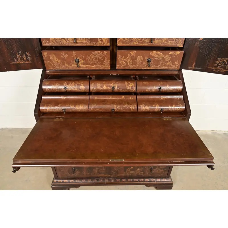 Baker Furniture McMillen Collection Venetian Chinoiserie Bureau With Secretary Desk - Image 10