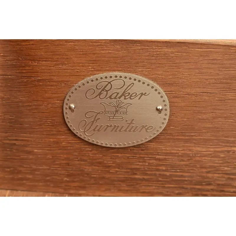 Baker Furniture Stately Homes Collection English Regency Carved Mahogany Leather Top Partner's Desk - Image 10
