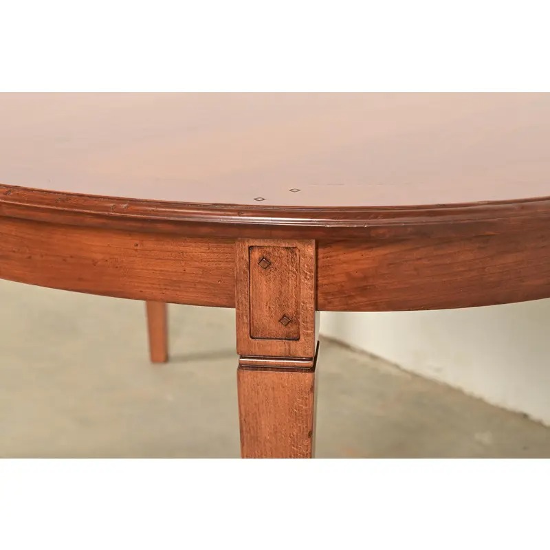 Baker Furniture Style French Regency Louis XVI Carved Walnut Extension Dining Table, Newly Refinished - Image 10