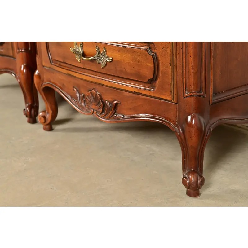 Century Furniture French Provincial Louis XV Carved Cherry Wood Nightstands, Pair - Image 10