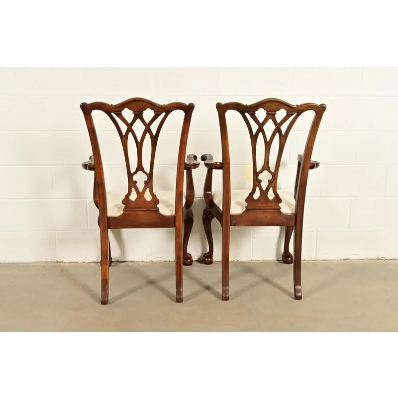 Drexel Heritage Chippendale Carved Mahogany Armchairs, Pair - Image 10
