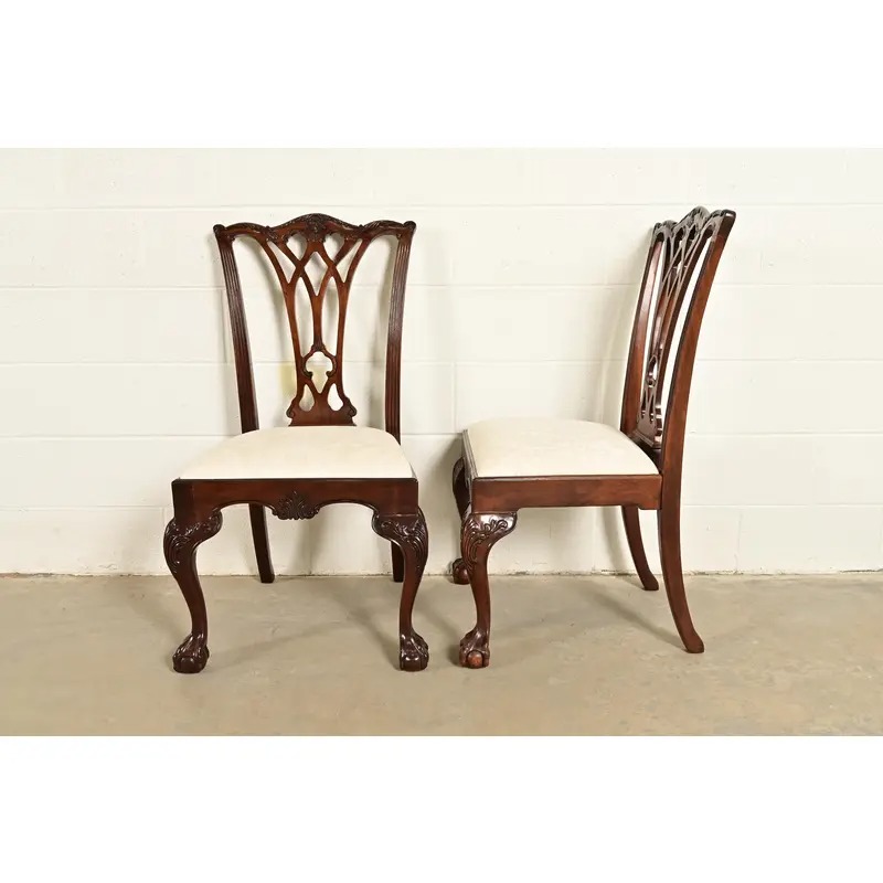 Drexel Heritage Chippendale Carved Mahogany Dining Chairs, Set of Four - Image 10