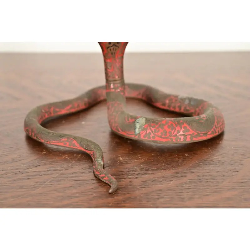 Enameled Bronze Cobra Snake Candlestick - Image 10