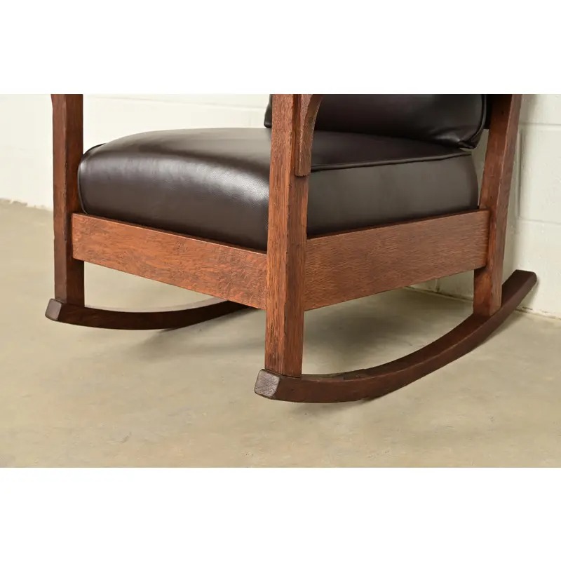 Gustav Stickley Antique Mission Oak Arts & Crafts Rocking Chair, Circa 1910 - Image 10