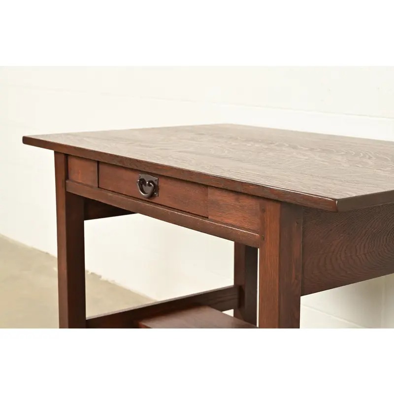 Gustav Stickley Antique Mission Oak Arts & Crafts Writing Desk, Newly Refinished - Image 10