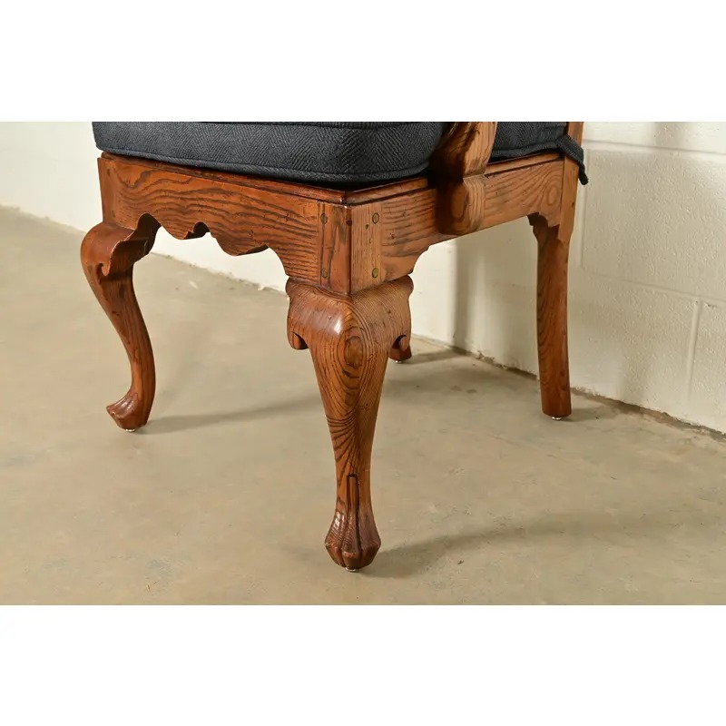 Henredon Georgian Carved Solid Oak Armchairs, Pair - Image 10