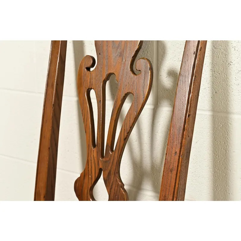 Henredon Georgian Carved Solid Oak Dining Chairs, Set of Six - Image 10