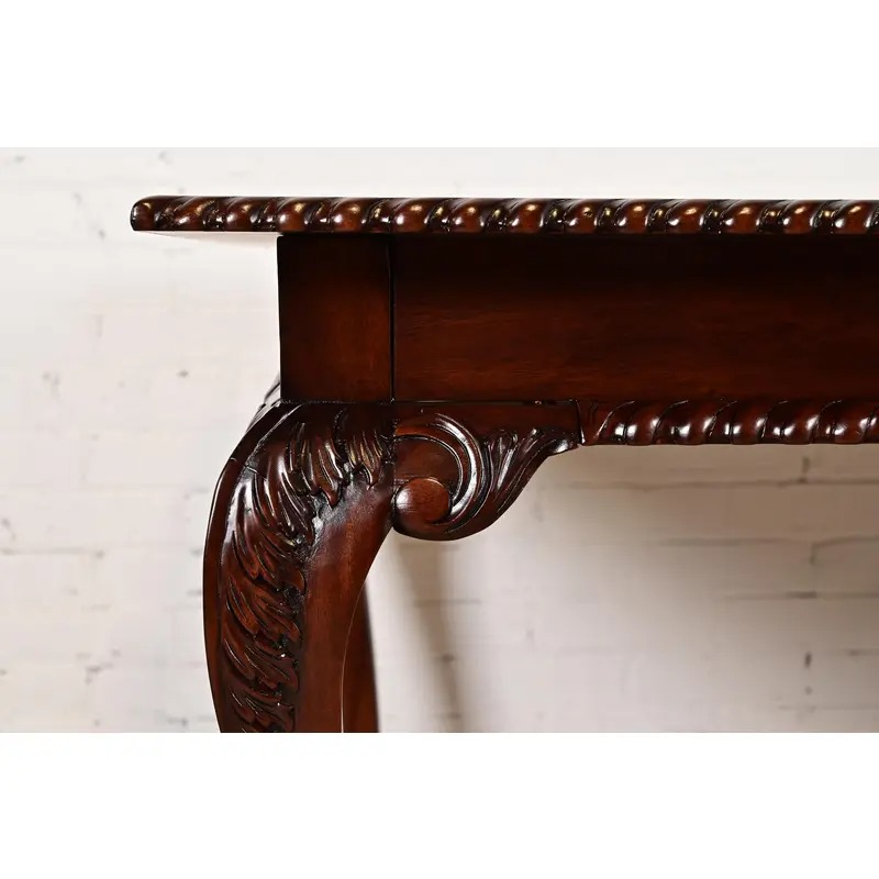 Henredon Style Chippendale Carved Mahogany Extension Dining Table, Newly Refinished - Image 10