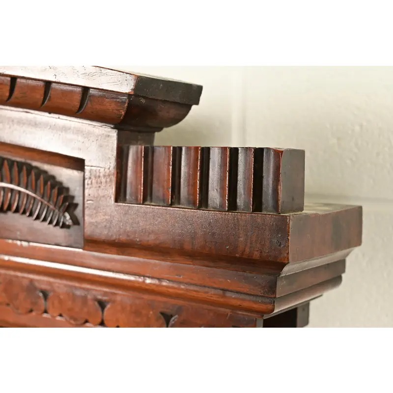 Herter Brothers Style Antique Eastlake Victorian Carved Burled Walnut Marble Top Dresser With Mirror, Circa 1880s - Image 10