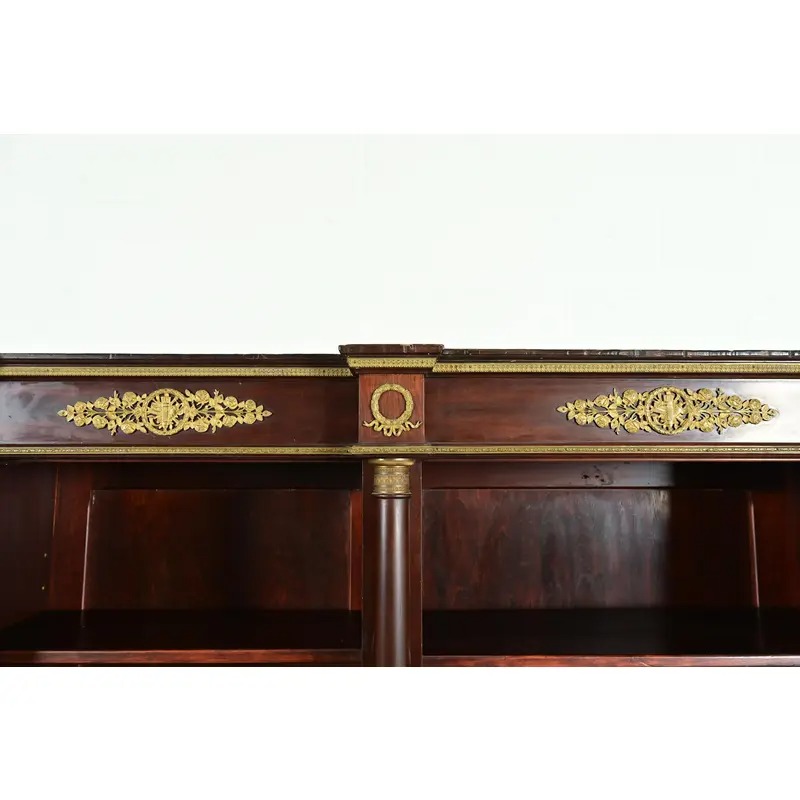 Jacob-Desmalter Style Antique French Empire Mahogany Bibliotheque Bookcase Cabinet With Mounted Gilt Bronze Ormolu, Circa 1880s - Image 10