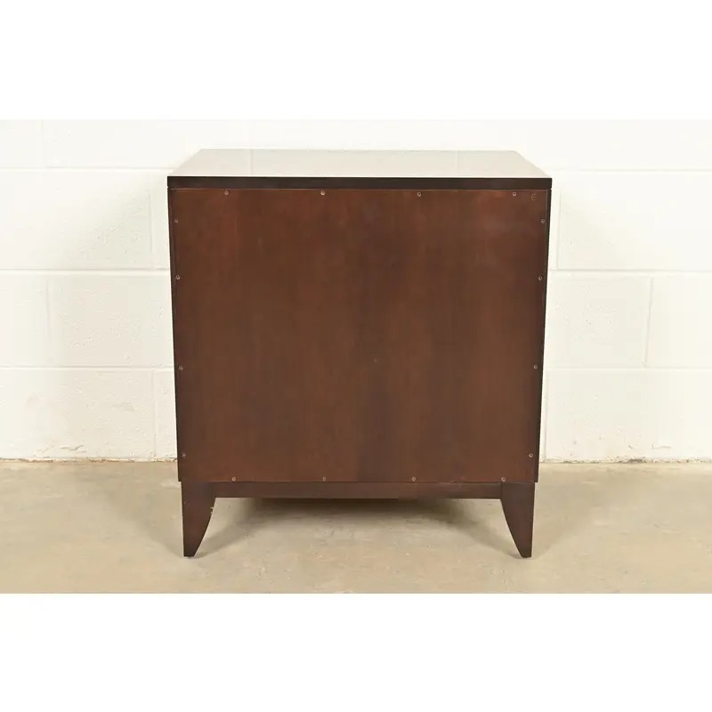 Kindel Furniture Modern Hollywood Regency Mahogany and Cream Lacquered Nightstand - Image 10