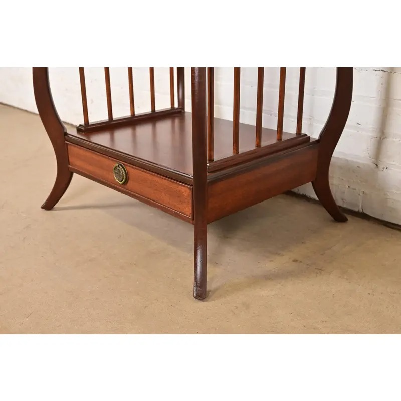 Maslow Freen French Regency Louis XVI Carved Mahogany Nightstands, Newly Refinished - Image 10