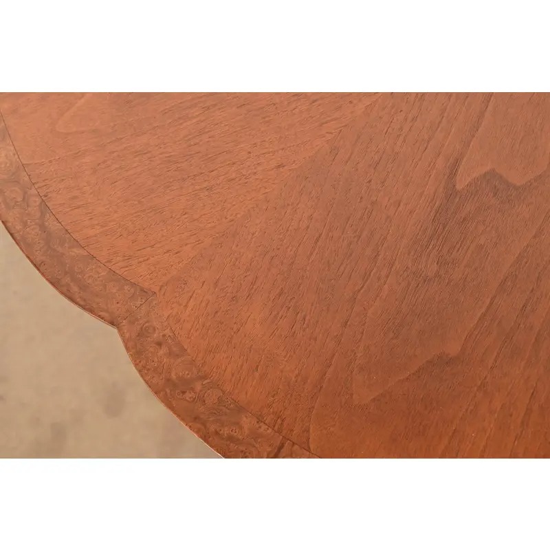 Mastercraft Mid-Century Hollywood Regency Cherry and Burl Wood Extension Dining Table, Newly Refinished - Image 10