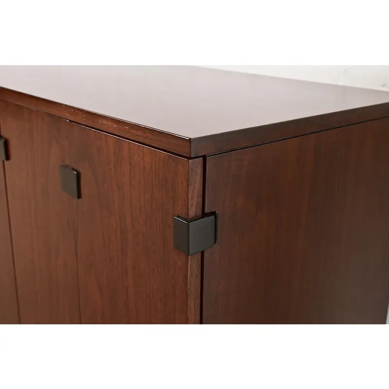 Milo Baughman for Directional Walnut and Ebonized Sideboard Credenza, Newly Refinished - Image 10