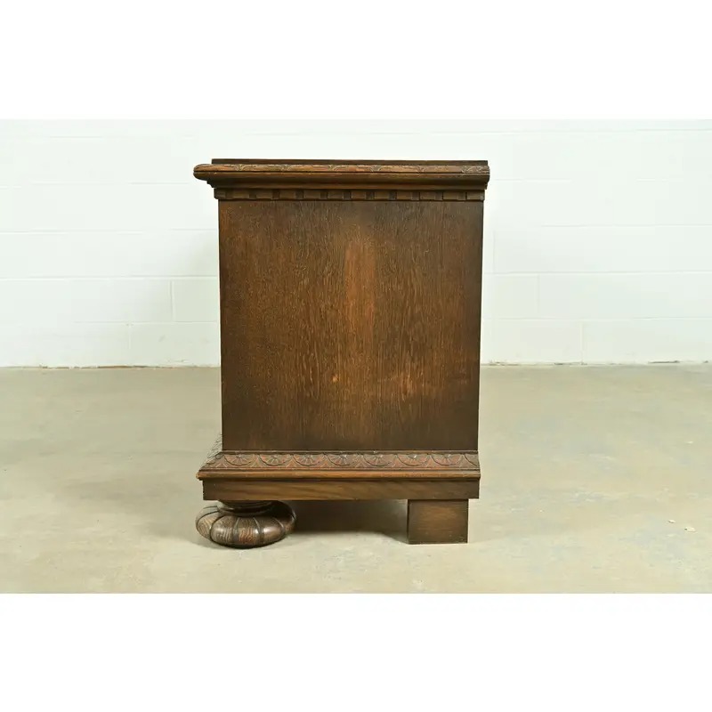 Antique Danish Renaissance Revival Carved Oak Sideboard or Bar Cabinet, Circa 1890s - Image 11