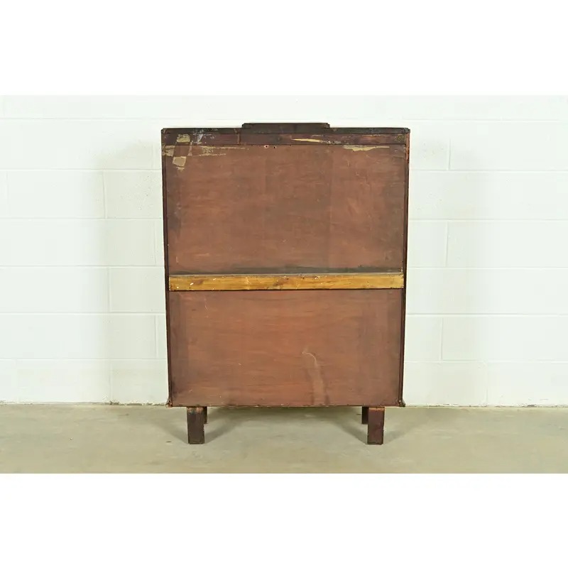 Antique English Art Deco Carved Oak Bookcase or Display Cabinet, Circa 1920s - Image 11