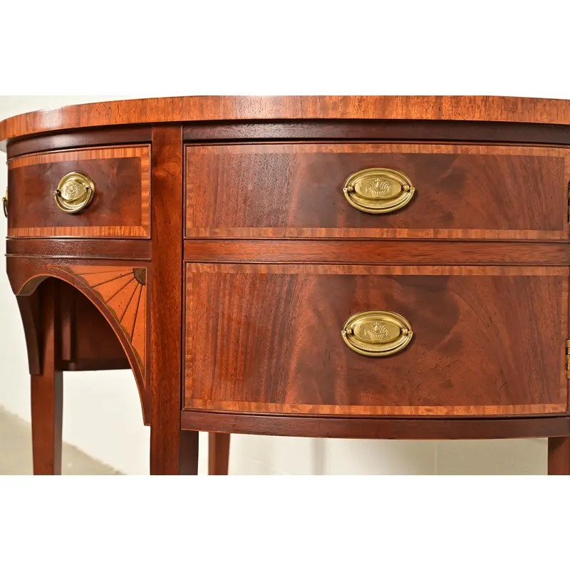 Baker Furniture Federal Inlaid Mahogany Demilune Sideboard Credenza - Image 11