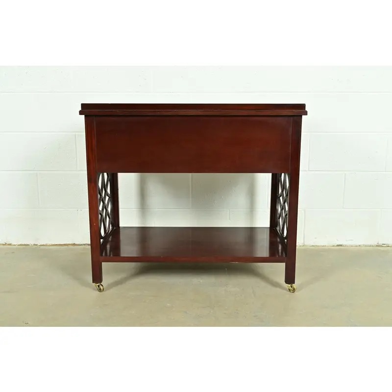 Baker Furniture Historic Charleston Chippendale Carved Mahogany Rolling Buffet Server or Bar Cart - Image 11