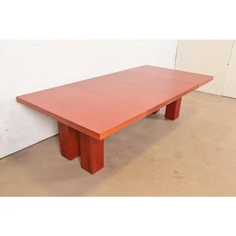 Baker Furniture Modern Art Deco Parquet Top Extension Dining Table, Newly Refinished - Image 11