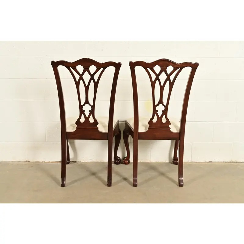 Drexel Heritage Chippendale Carved Mahogany Side Chairs or Dining Chairs, Pair - Image 11