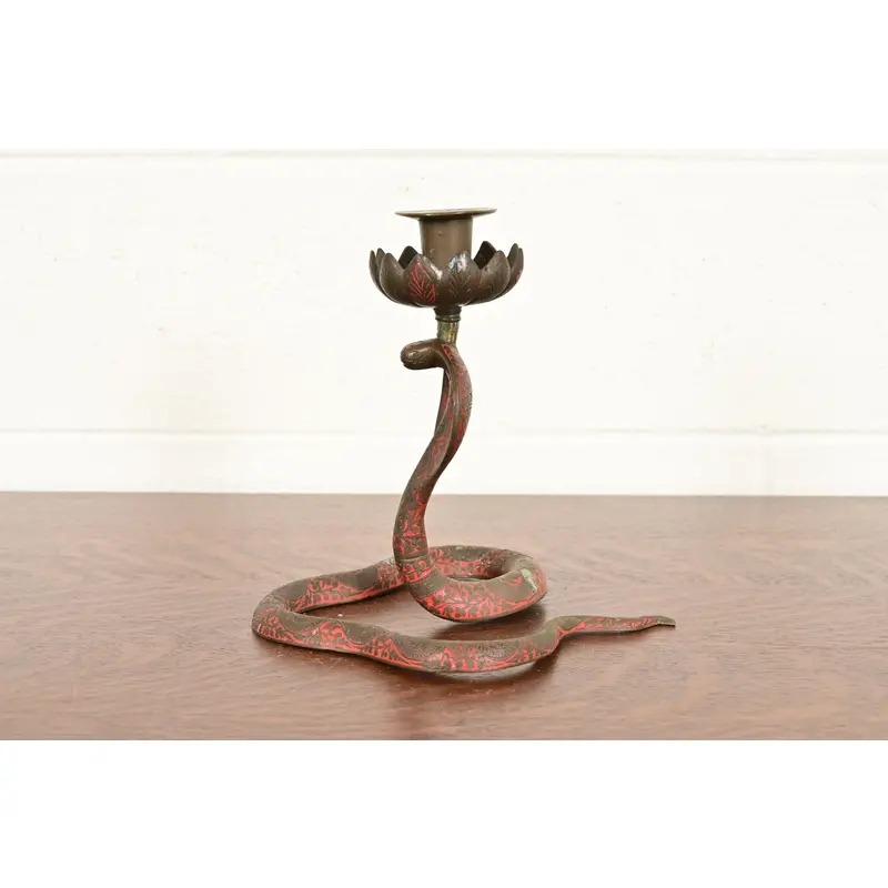 Enameled Bronze Cobra Snake Candlestick - Image 11