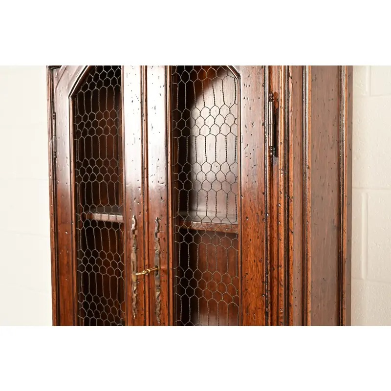 Guido Zichele Style Italian Provincial Carved Walnut Drop Front Secretary Desk With Lighted Bookcase Hutch, Circa 1970s - Image 11