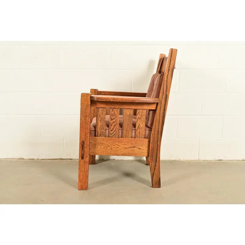 Harden Furniture Antique Mission Oak Arts & Crafts Lounge Chair, Circa 1910 - Image 11