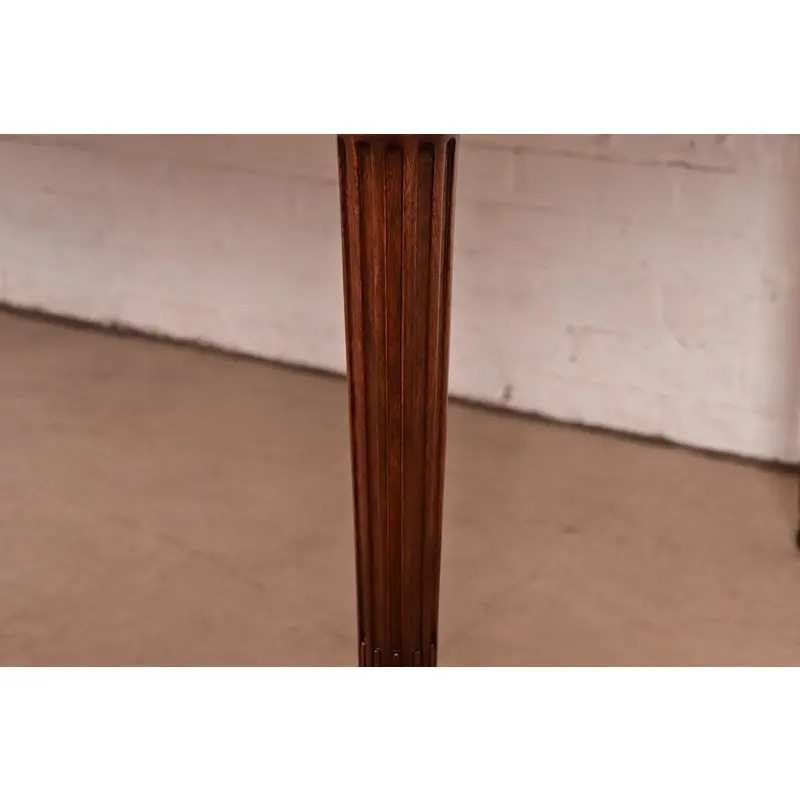 Karges French Regency Louis XVI Carved Walnut Extension Dining Table With Parquet Top, Newly Refinished - Image 11
