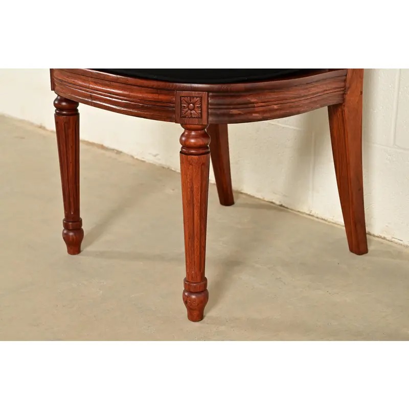 Karges Style French Regency Louis XVI Carved Solid Teak and Cane Back Side Chairs or Dining Chairs, Pair - Image 11