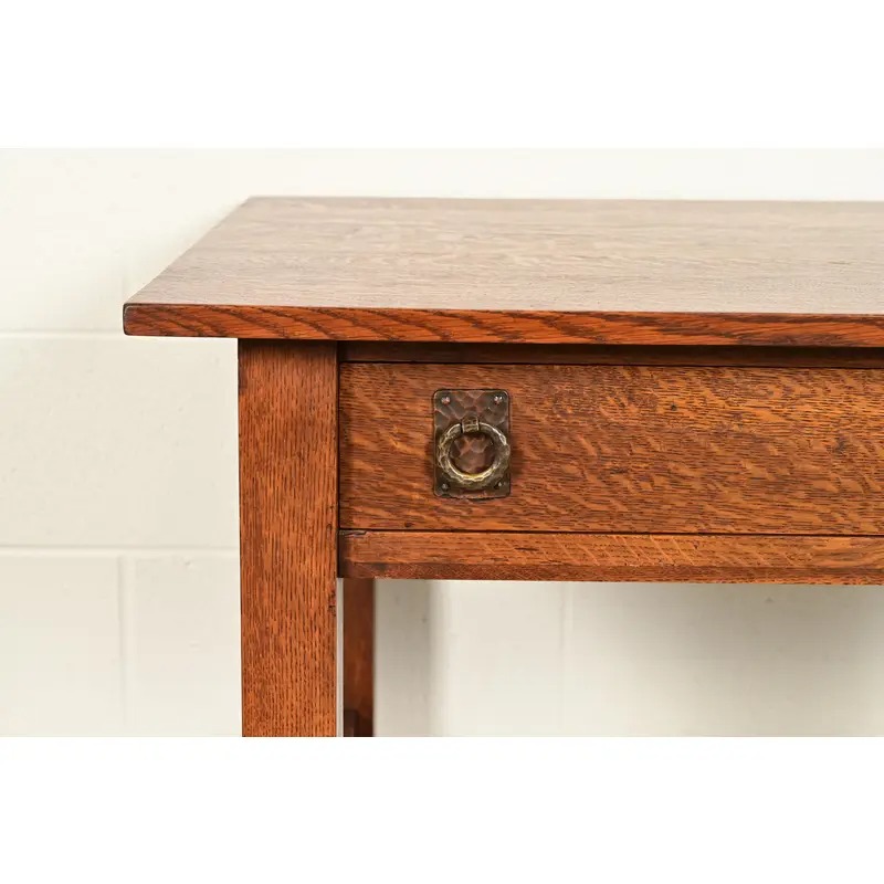 Lifetime Furniture Antique Mission Oak Arts & Crafts Desk or Library Table, Circa 1910 - Image 11