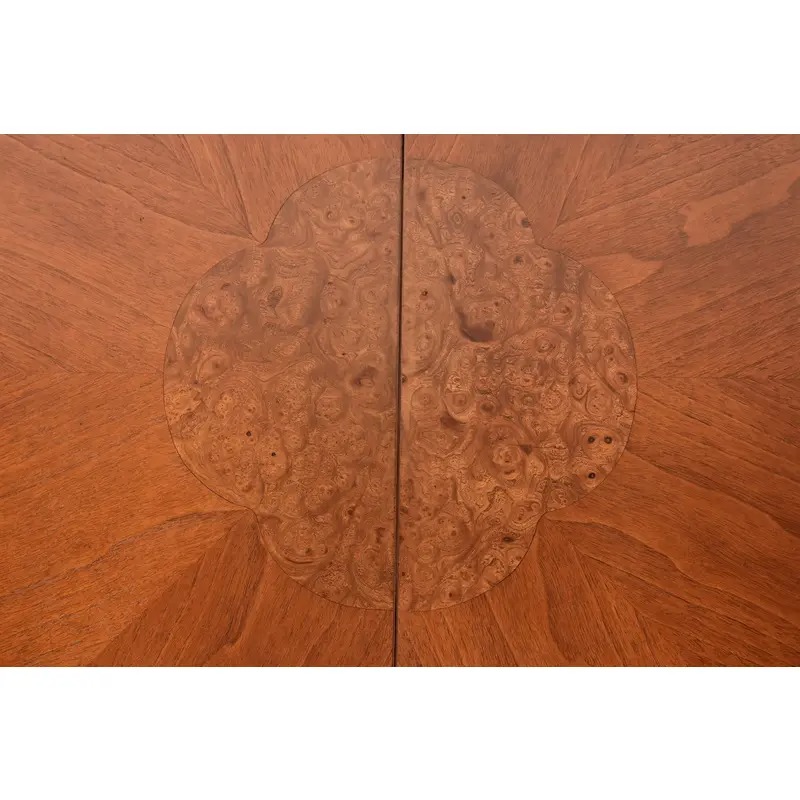 Mastercraft Mid-Century Hollywood Regency Cherry and Burl Wood Extension Dining Table, Newly Refinished - Image 11