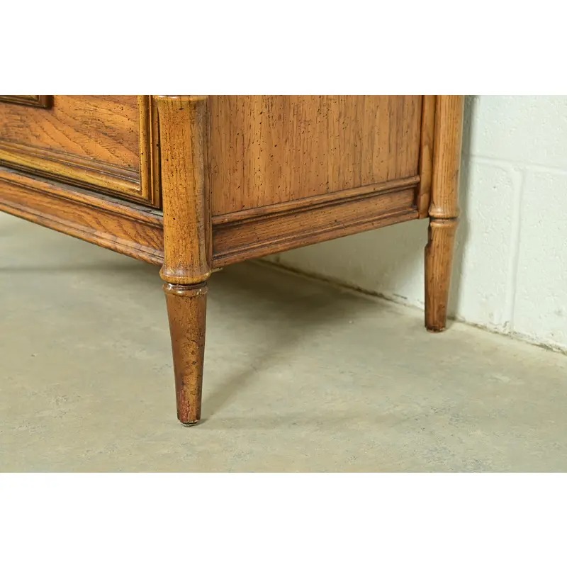 Mid-Century Hollywood Regency Campaign Carved Walnut Faux Bamboo Nightstand by Stanley, Circa 1960s - Image 11