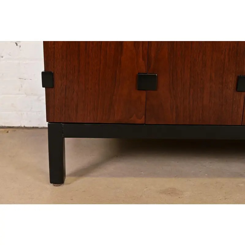Milo Baughman for Directional Walnut and Ebonized Sideboard Credenza, Newly Refinished - Image 11