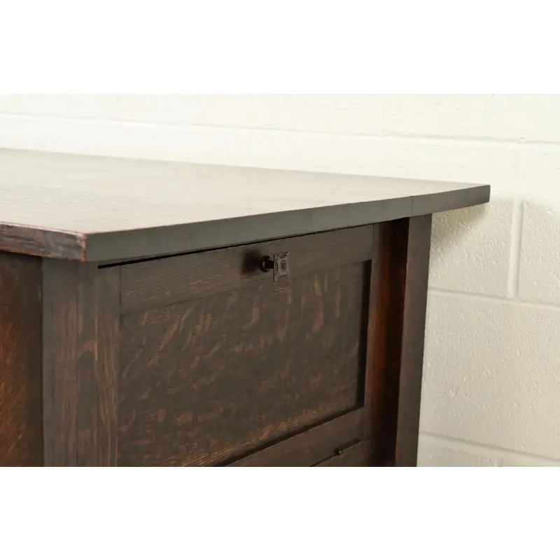 Stickley Brothers Style Antique Mission Oak Arts & Crafts Desk or Library Table, Circa 1910 - Image 11