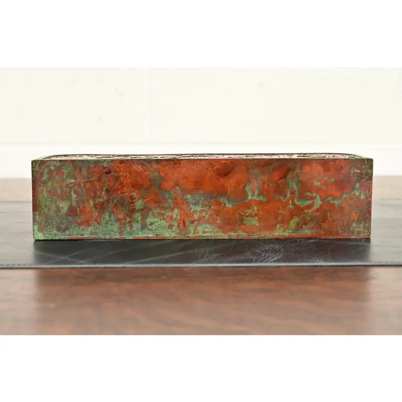 Tiffany Studios New York Grapevine Pattern Bronze and Favrile Slag Glass Letter Rack - Image 11