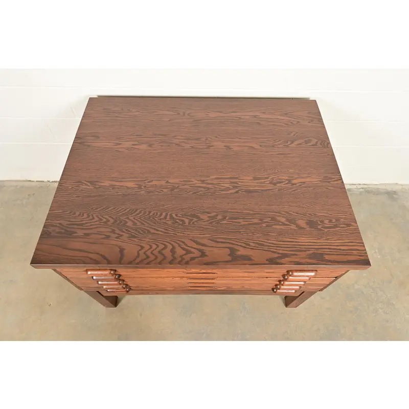 Antique Oak Arts & Crafts 5-Drawer Architect's Blueprint Flat File Cabinet, Newly Refinished - Image 12