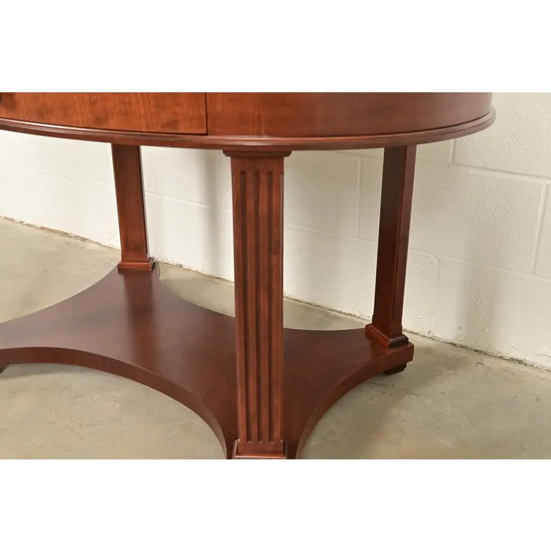 Baker Furniture French Empire Carved Cherry and Burl Wood Library Table or Center Table, Newly Refinished - Image 12