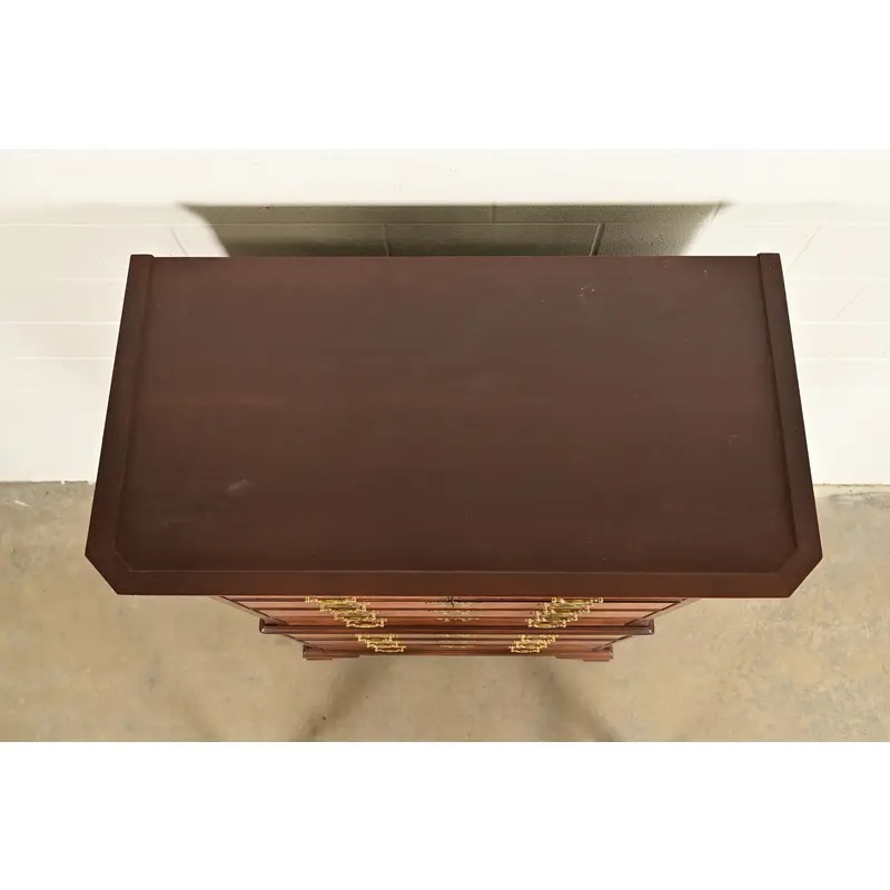 Baker Furniture Historic Charleston Chippendale Carved Mahogany and Burl Wood Eleven-Drawer Highboy Dresser - Image 12