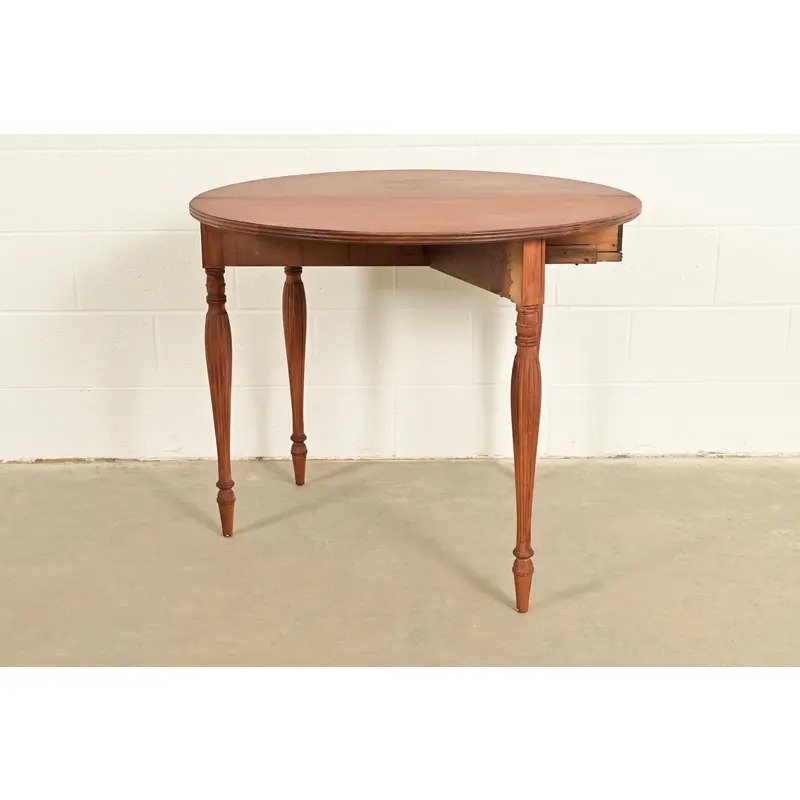 Baker Furniture Style Antique Federal Flame Mahogany Flip Top Demilune Console Game Table, Circa 1920s - Image 12