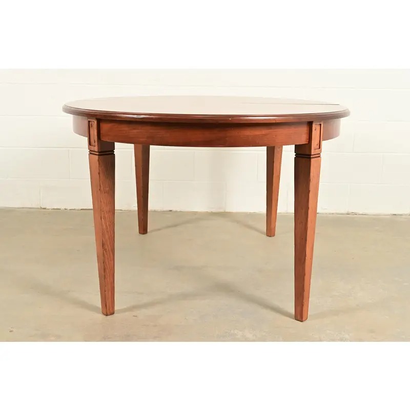 Baker Furniture Style French Regency Louis XVI Carved Walnut Extension Dining Table, Newly Refinished - Image 12