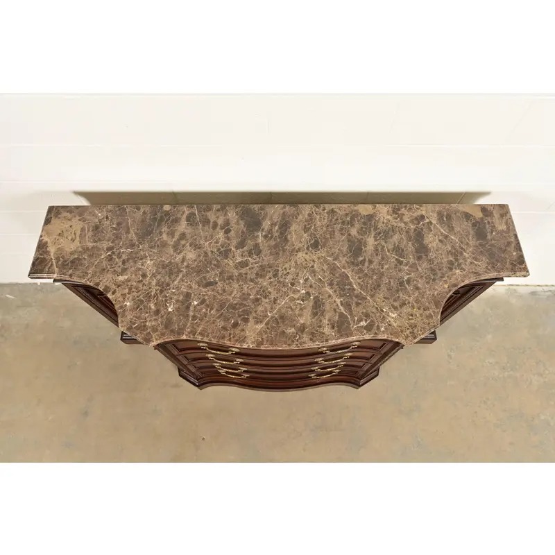 Bernhardt French Regency Louis XVI Carved Mahogany Marble Top Sideboard Credenza - Image 12