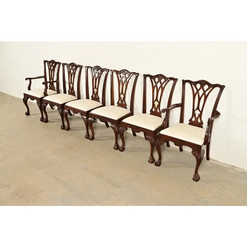 Drexel Heritage Chippendale Carved Mahogany Armchairs, Pair - Image 12