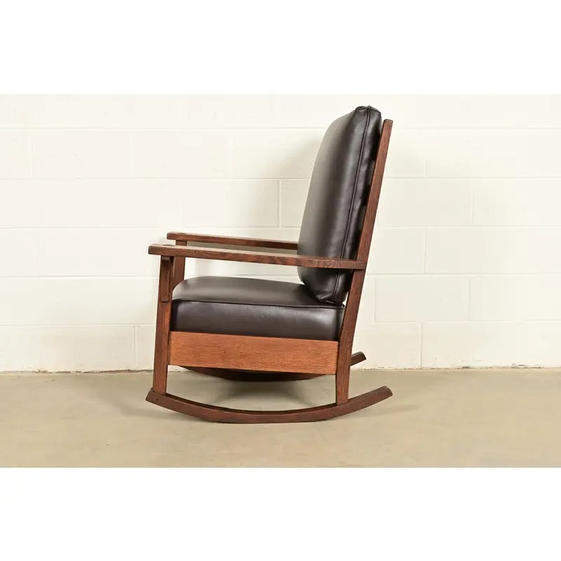Gustav Stickley Antique Mission Oak Arts & Crafts Rocking Chair, Circa 1910 - Image 12