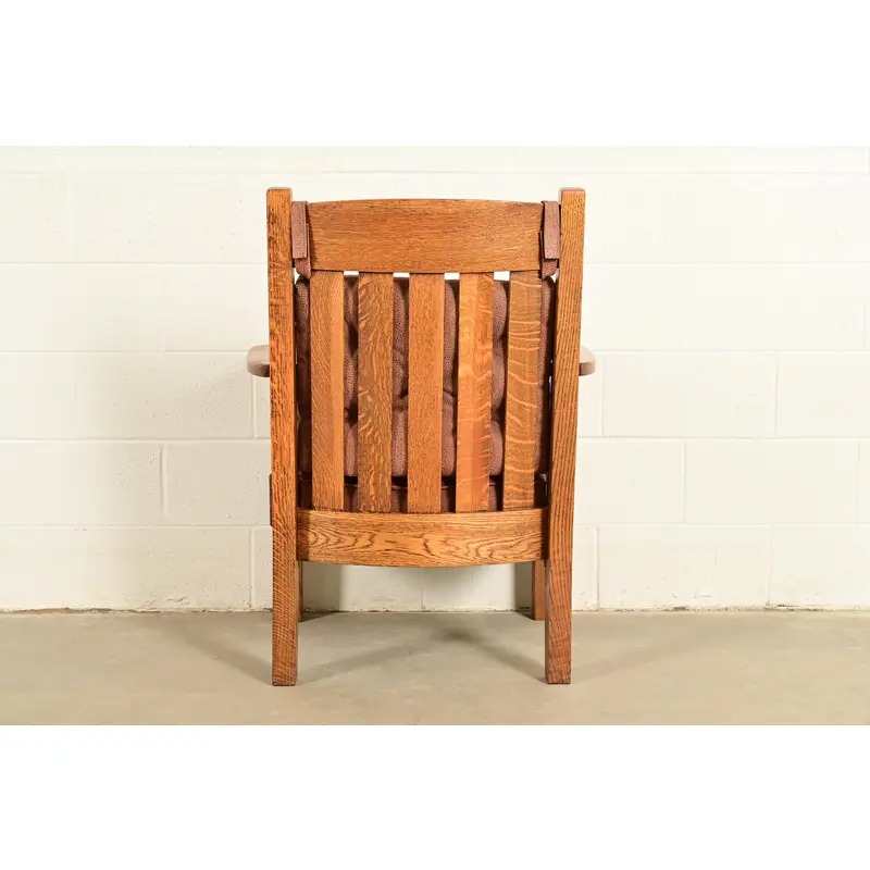 Harden Furniture Antique Mission Oak Arts & Crafts Lounge Chair, Circa 1910 - Image 12