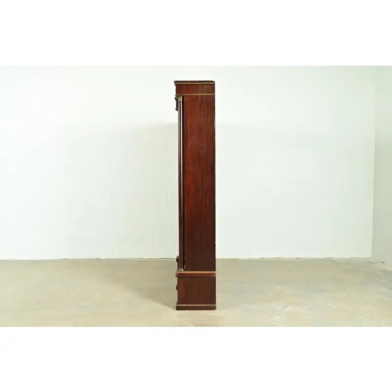 Jacob-Desmalter Style Antique French Empire Mahogany Bibliotheque Bookcase Cabinet With Mounted Gilt Bronze Ormolu, Circa 1880s - Image 12